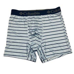 1 Columbia Stripe Boxer Brief Underwear Men Medium Blue Gray Staple Preppy NEW